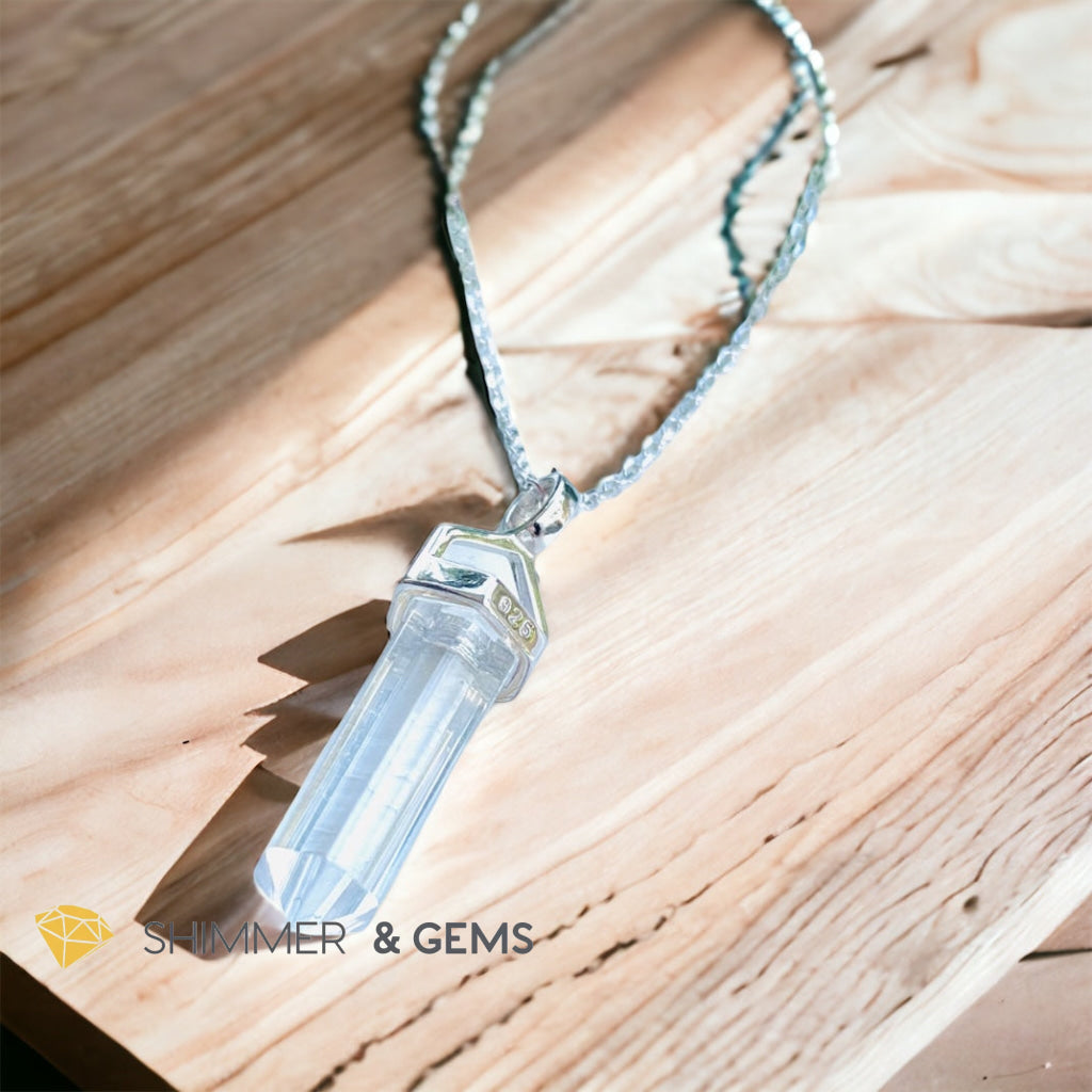 Clear Quartz Double Pointer Pendant 925 Silver (Positive Energy)