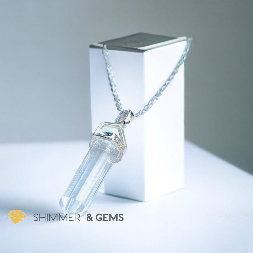 Clear Quartz Double Pointer Pendant 925 Silver (Positive Energy)