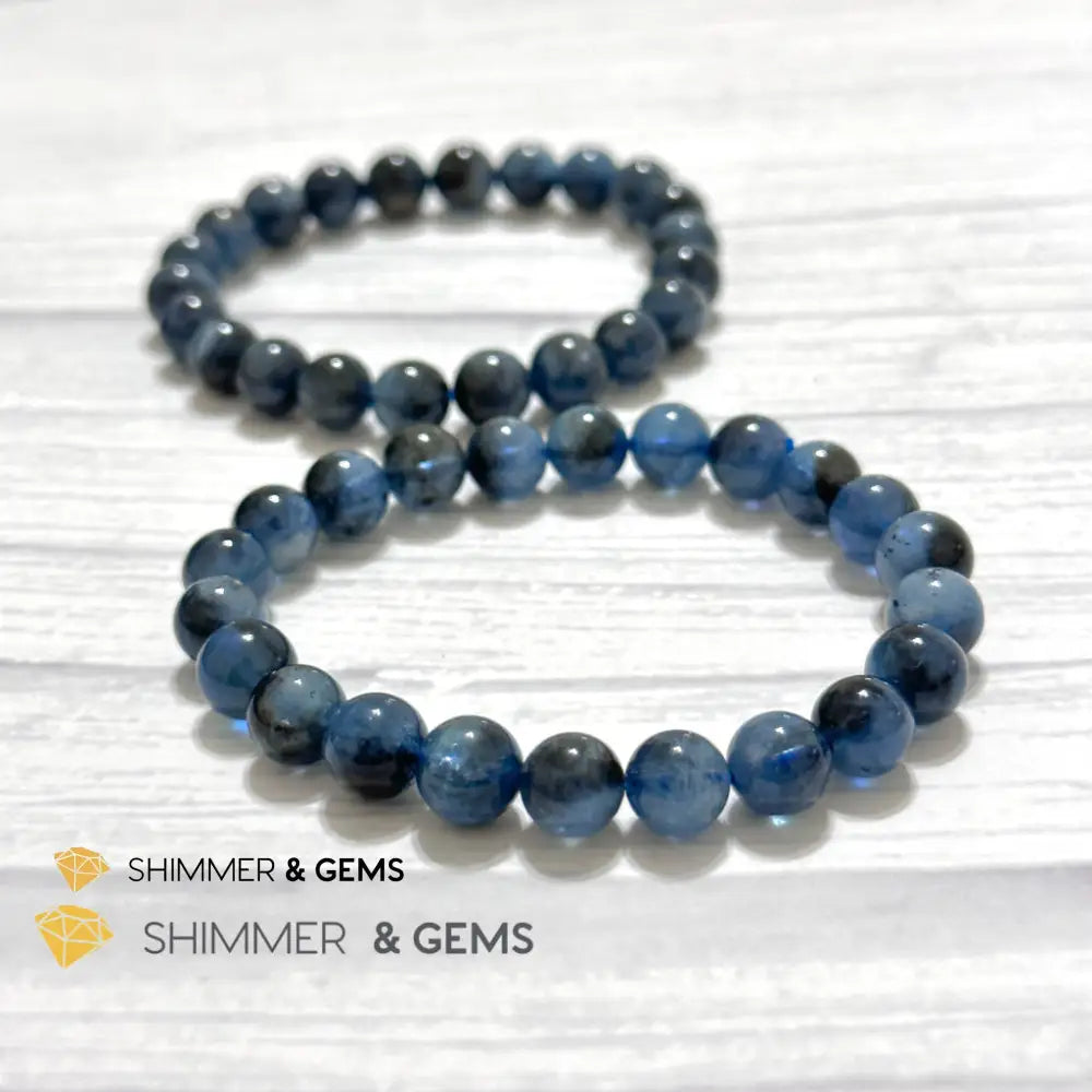 Devil Blue Aquamarine 8mm Bracelet (Black Quartz & Aquamarine) (Brazil)