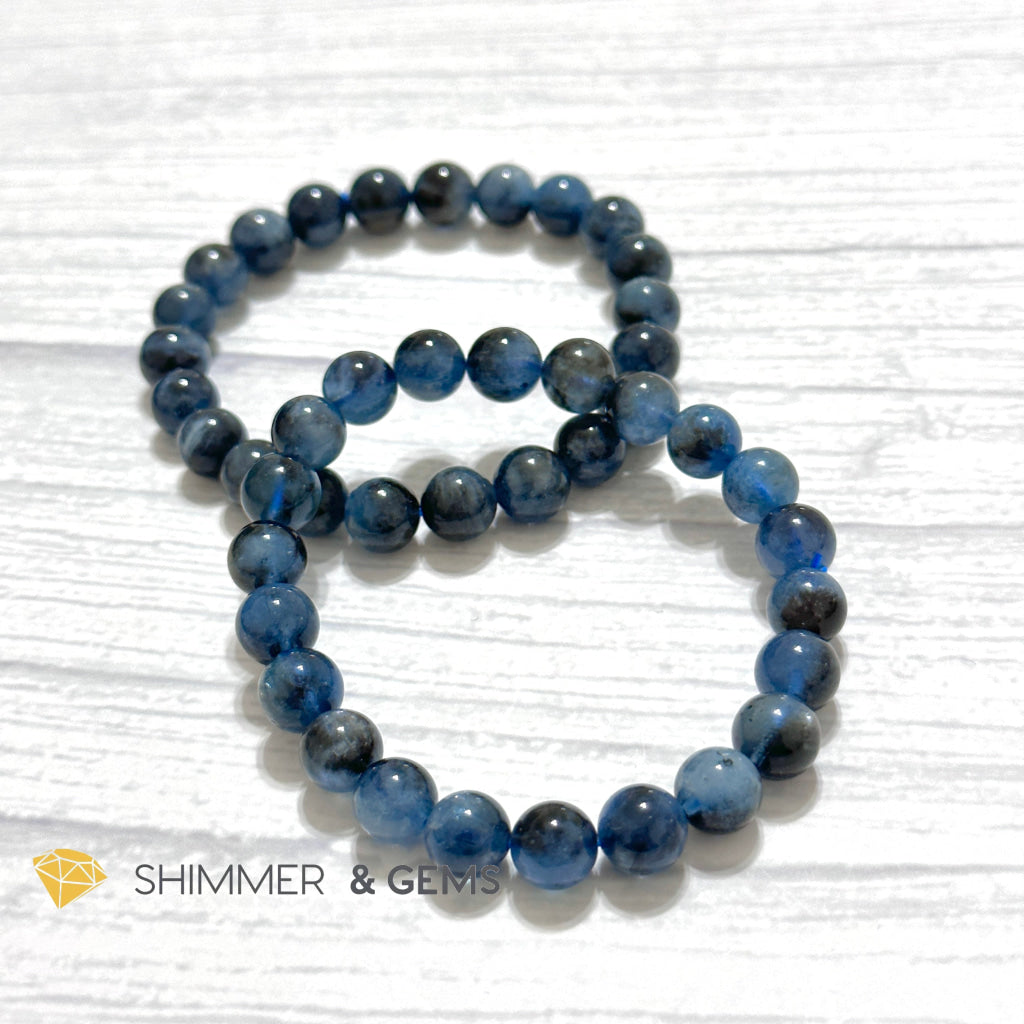Devil Blue Aquamarine 8mm Bracelet (Black Quartz & Aquamarine) (Brazil)