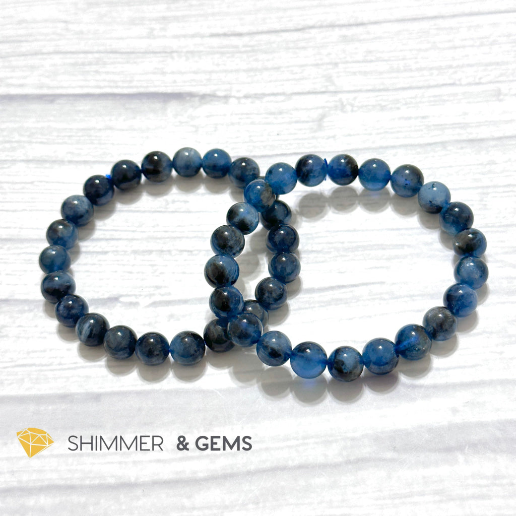 Devil Blue Aquamarine 8mm Bracelet (Black Quartz & Aquamarine) (Brazil)