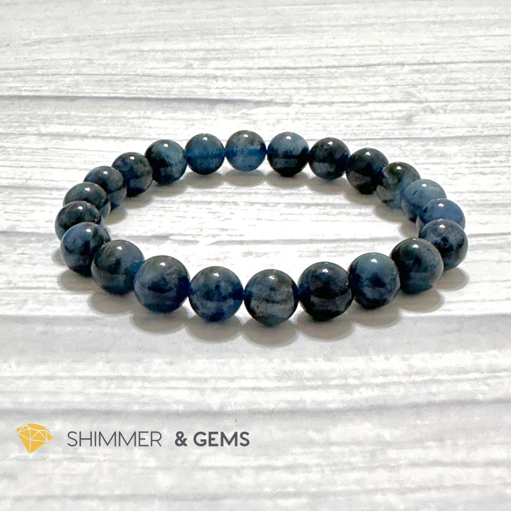 Devil Blue Aquamarine 8mm Bracelet (Black Quartz & Aquamarine) (Brazil)
