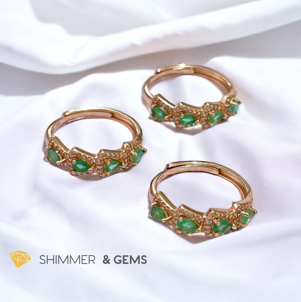 Emerald Rose Gold 925 Silver Ring (Good Luck)