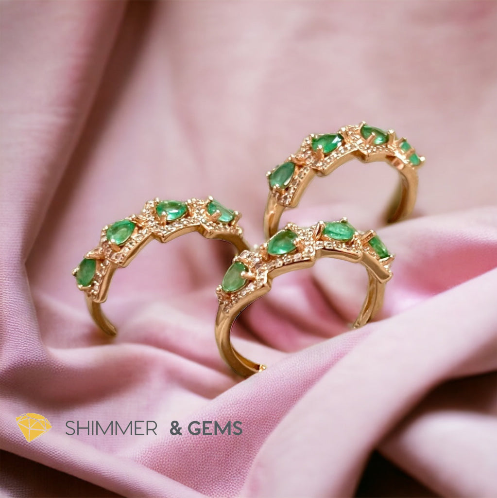 Emerald Rose Gold 925 Silver Ring (Good Luck)