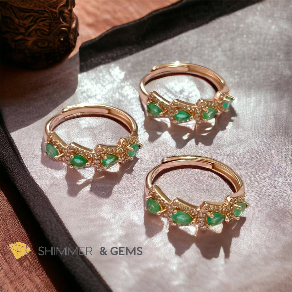 Emerald Rose Gold 925 Silver Ring (Good Luck)