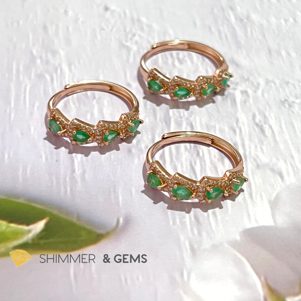 Emerald Rose Gold 925 Silver Ring (Luck)