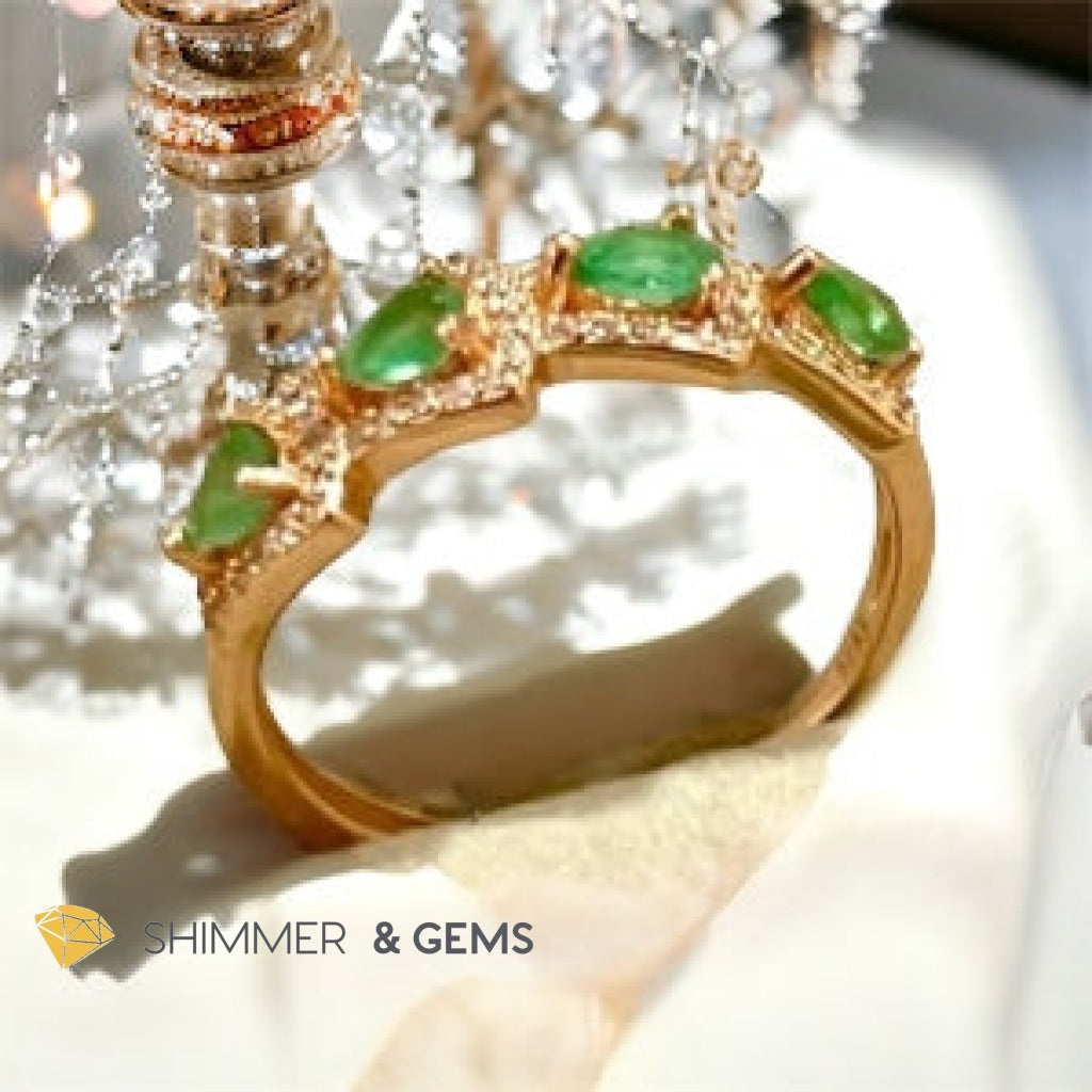 Emerald Rose Gold 925 Silver Ring (Good Luck)