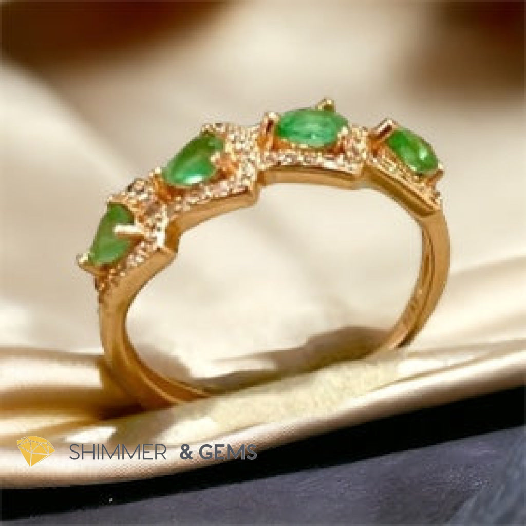 Emerald Rose Gold 925 Silver Ring (Good Luck)