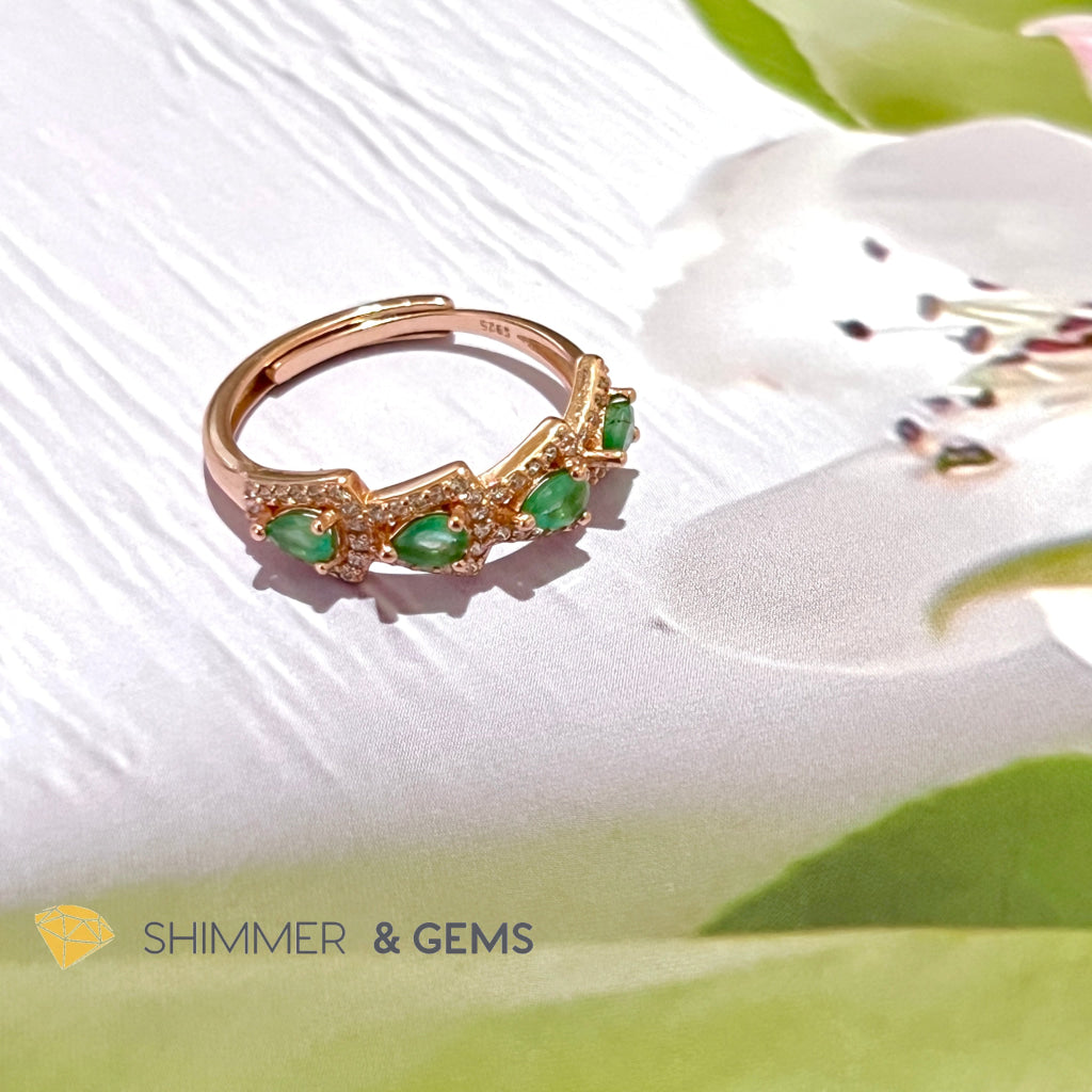 Emerald Rose Gold 925 Silver Ring (Luck)