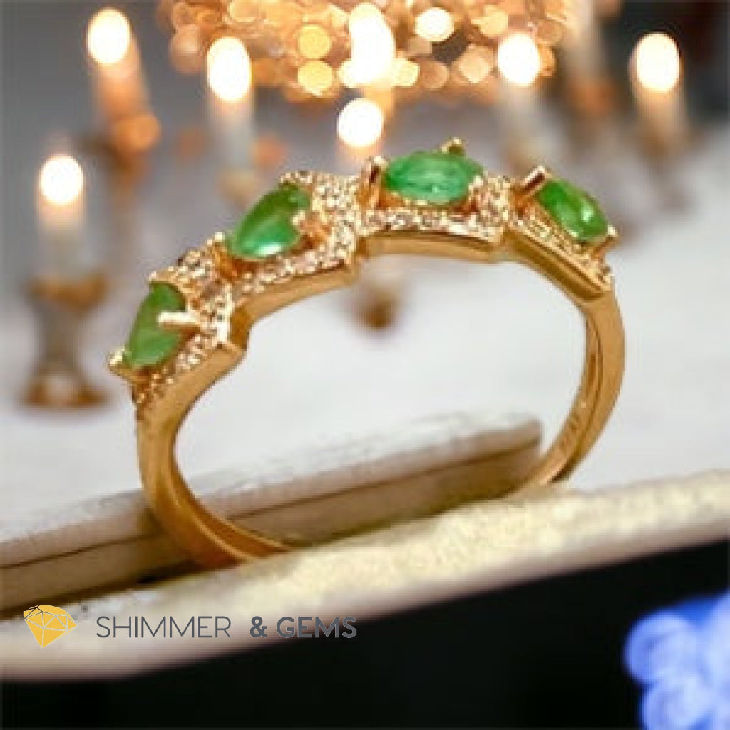 Emerald Rose Gold 925 Silver Ring (Good Luck)