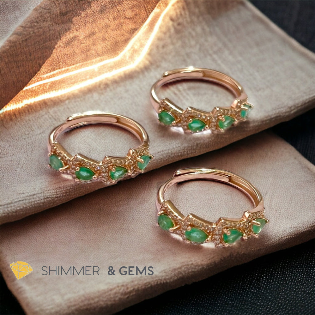 Emerald Rose Gold 925 Silver Ring (Good Luck)