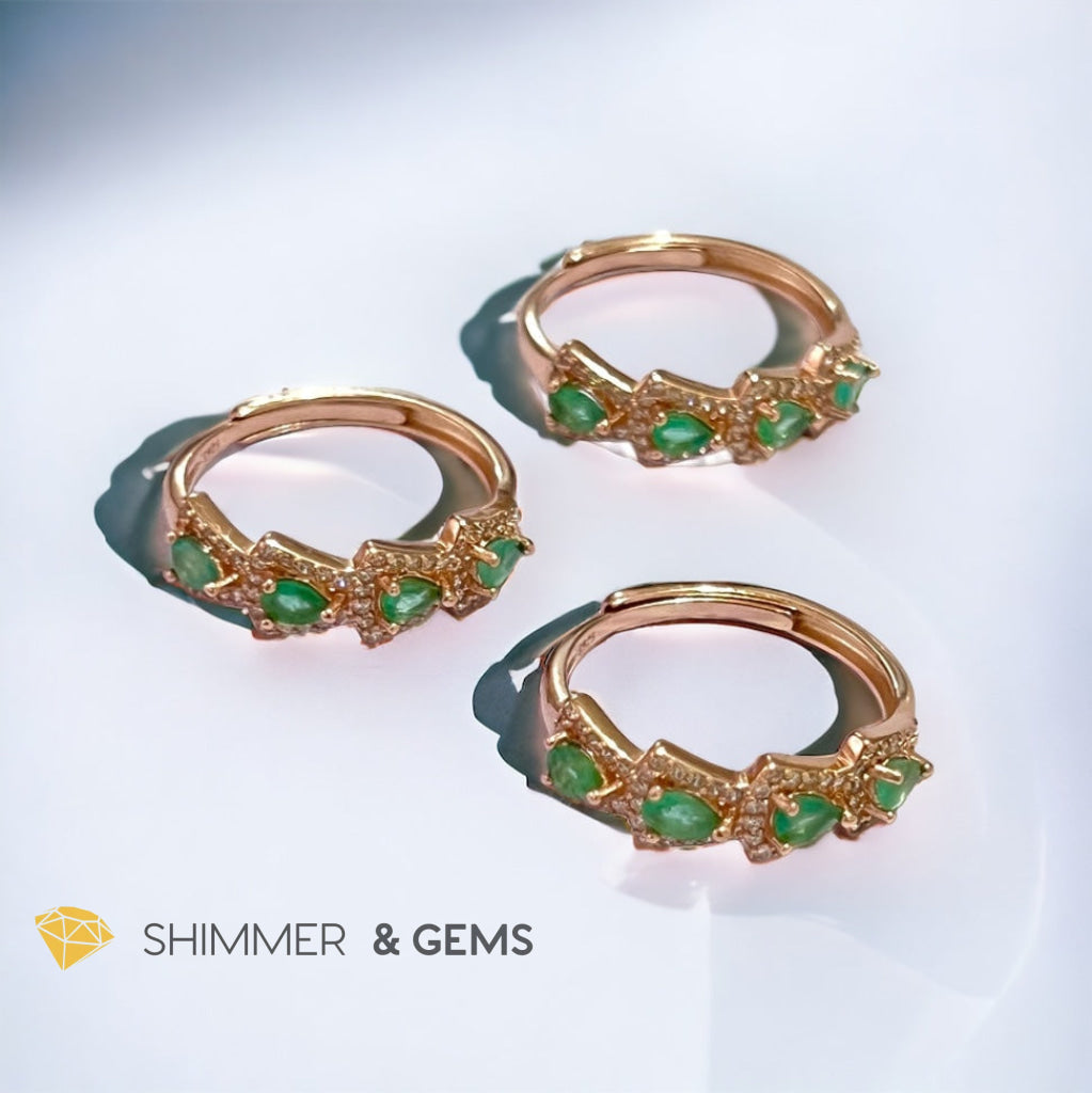 Emerald Rose Gold 925 Silver Ring (Good Luck)