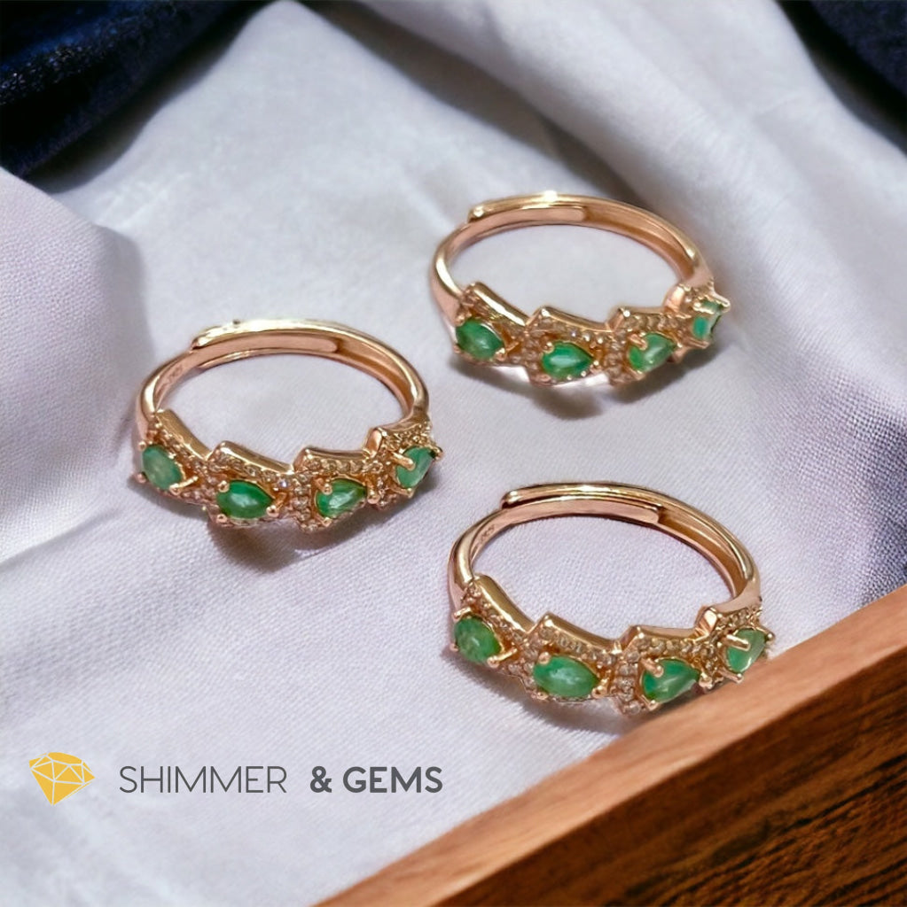 Emerald Rose Gold 925 Silver Ring (Good Luck)