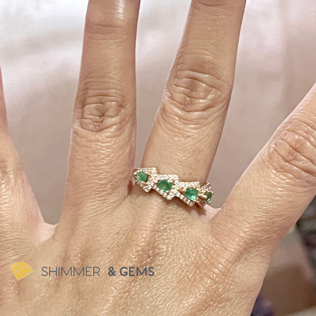 Emerald Rose Gold 925 Silver Ring (Luck)