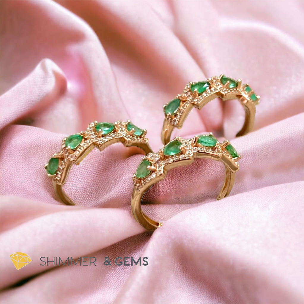 Emerald Rose Gold 925 Silver Ring (Good Luck)