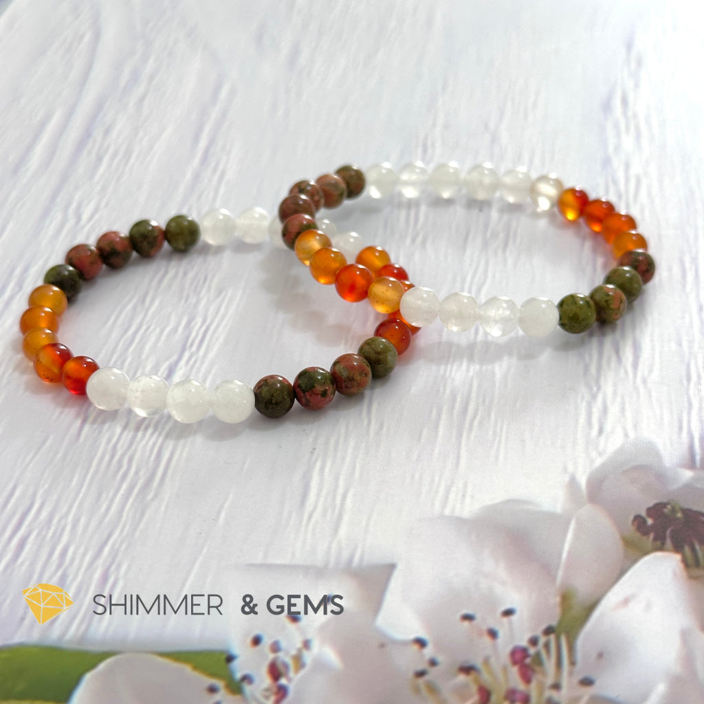 Fertility & Growth Remedy Bracelet (Moonstone, Unakite, Carnelian 6mm)