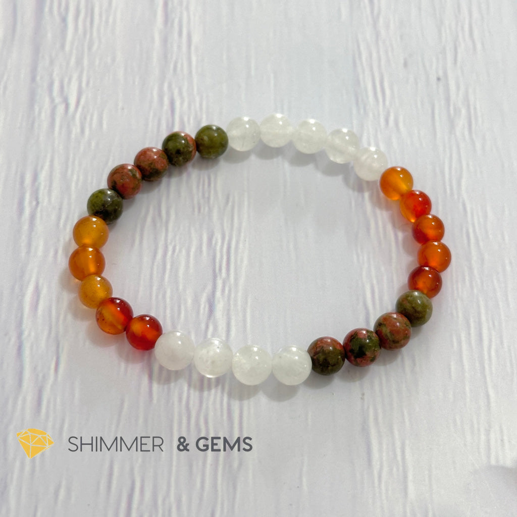 Fertility & Growth Remedy Bracelet (Moonstone, Unakite, Carnelian 6mm)