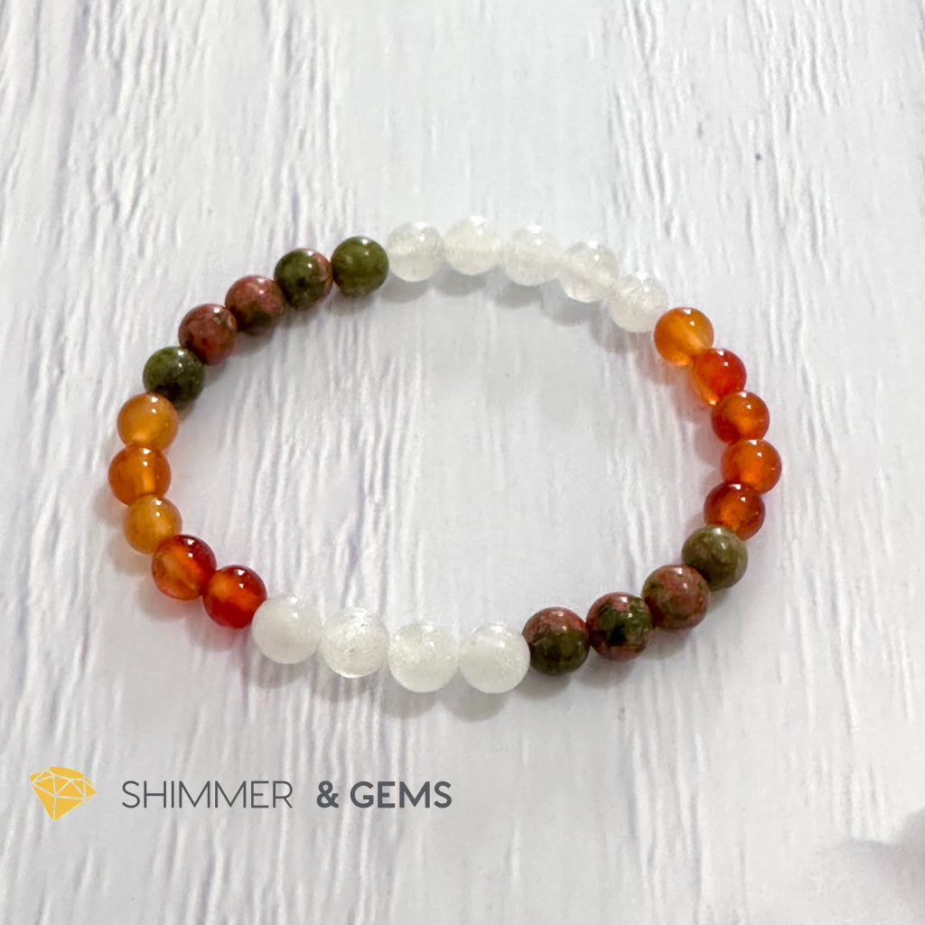 Fertility & Growth Remedy Bracelet (Moonstone, Unakite, Carnelian 6mm)