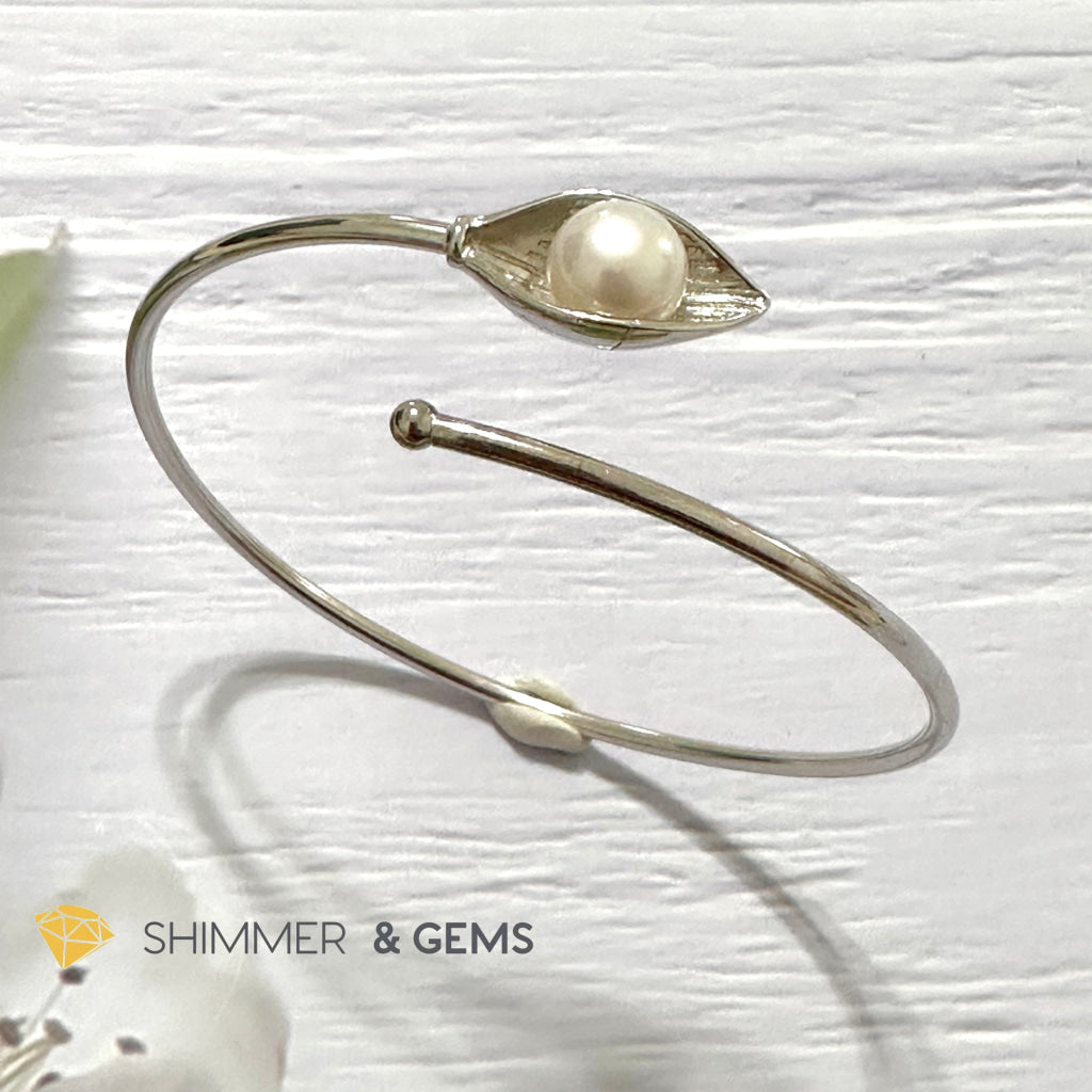 Freshwater Pearl 9mm Round 925 Silver Bangle