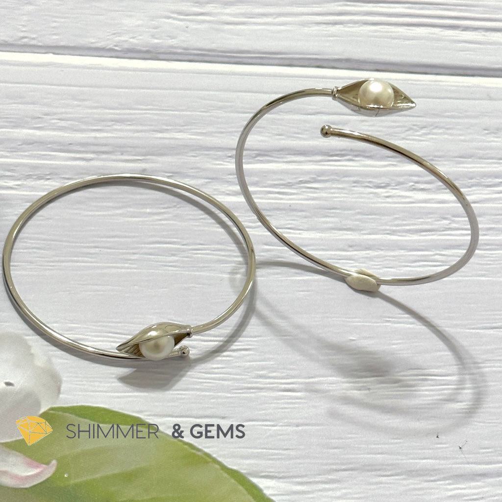 Freshwater Pearl 9mm Round 925 Silver Bangle