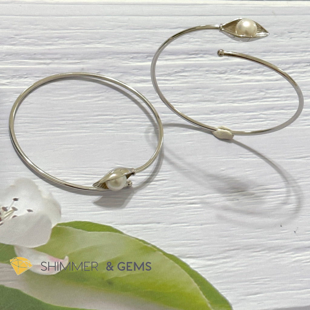 Freshwater Pearl 9mm Round 925 Silver Bangle