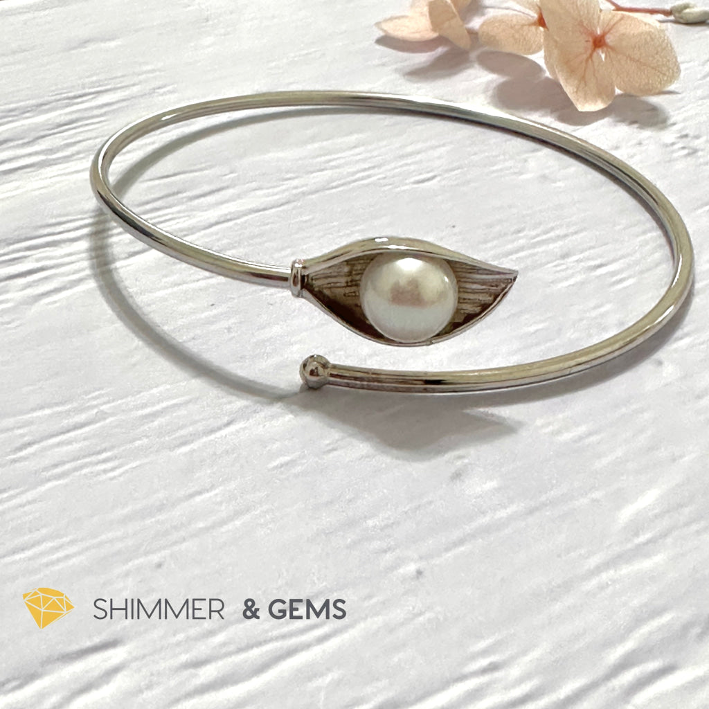 Freshwater Pearl 9mm Round 925 Silver Bangle
