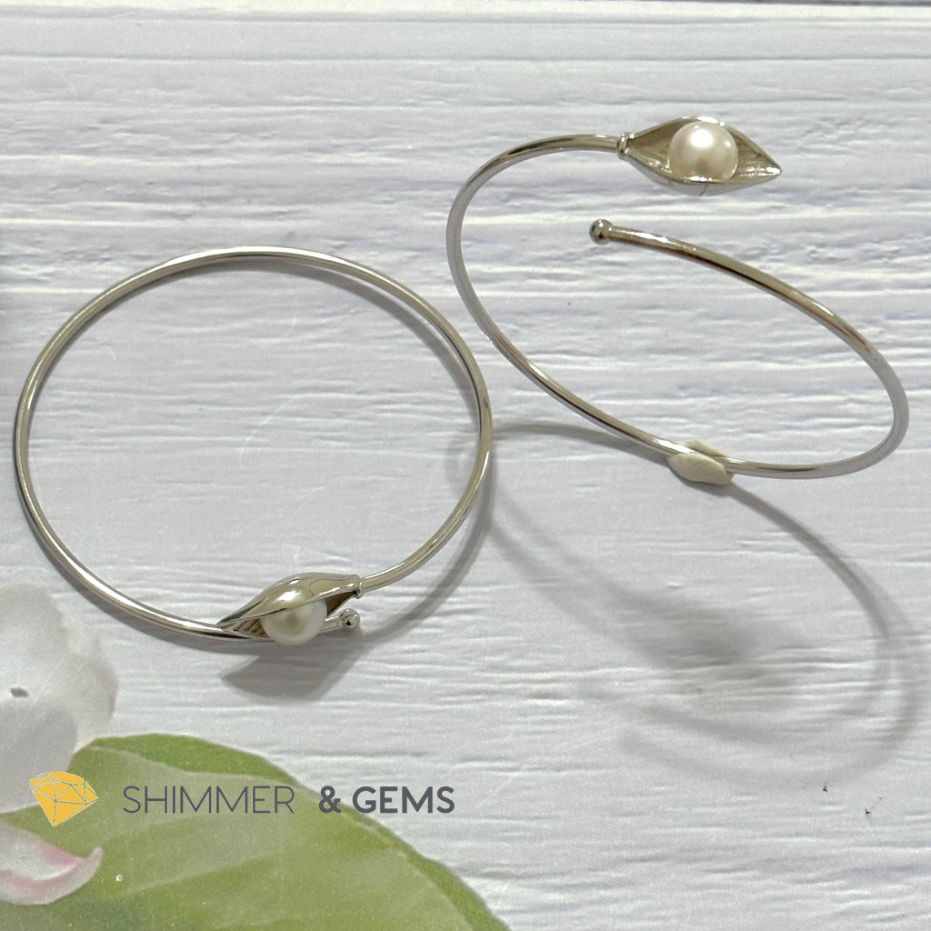 Freshwater Pearl 9mm Round 925 Silver Bangle