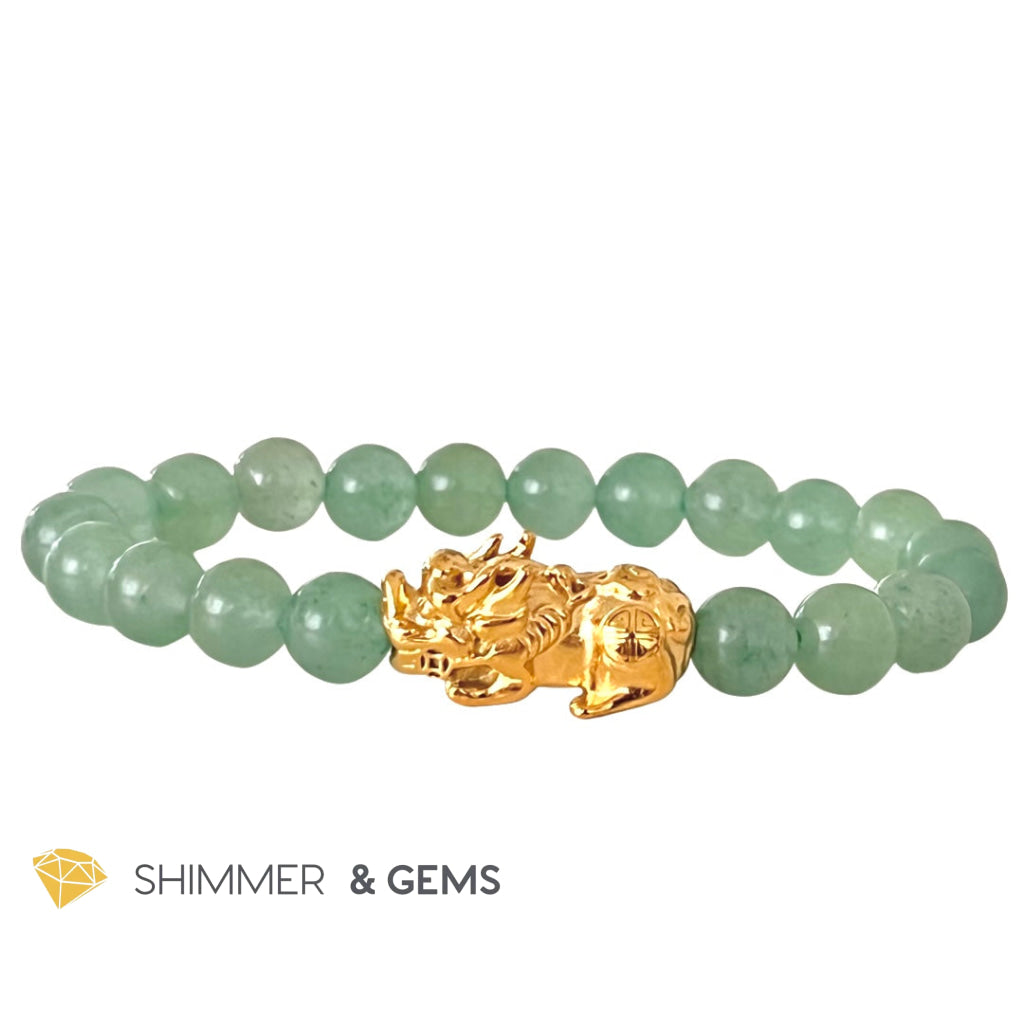 Green Aventurine Stainless Steel Pixiu Bracelet (8Mm) 5.5 Bracelets