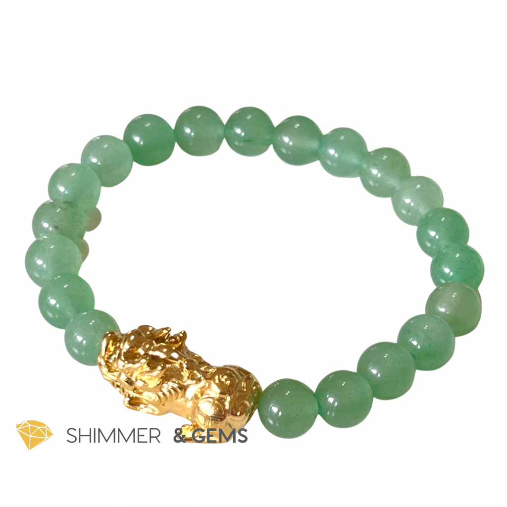 Green Aventurine Stainless Steel Pixiu Bracelet (8Mm) Bracelets