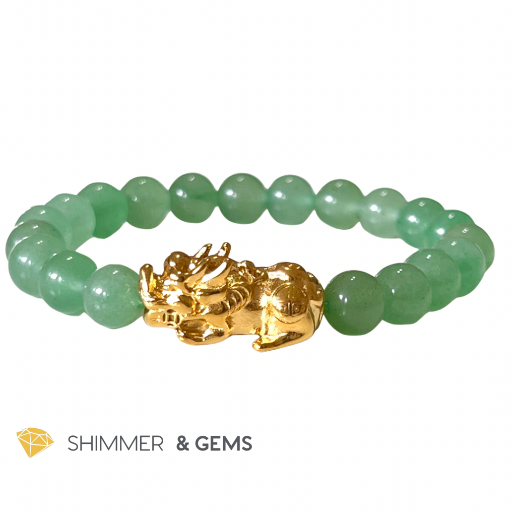 Green Aventurine Stainless Steel Pixiu Bracelet (8Mm) Bracelets