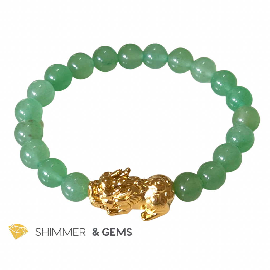 Green Aventurine Stainless Steel Pixiu Bracelet (8Mm) Bracelets
