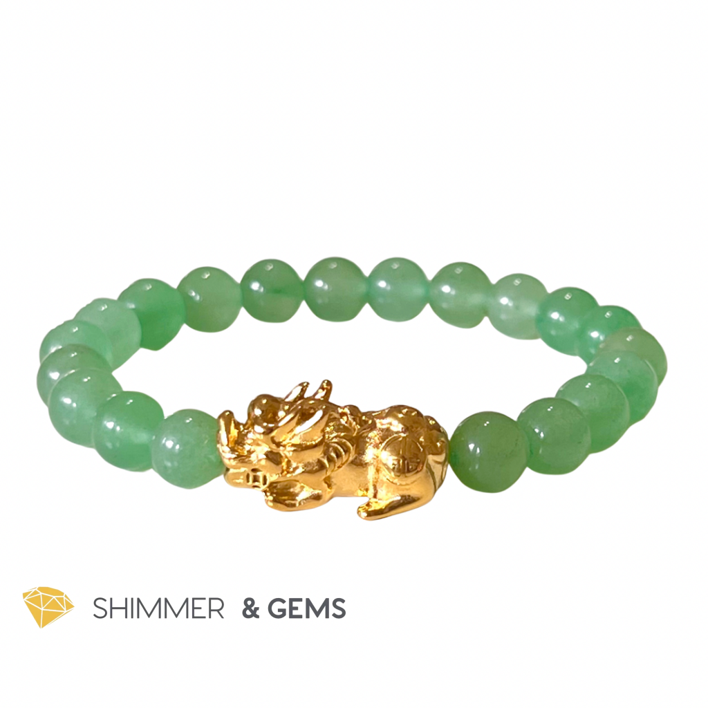 Green Aventurine Stainless Steel Pixiu Bracelet (8Mm) Bracelets