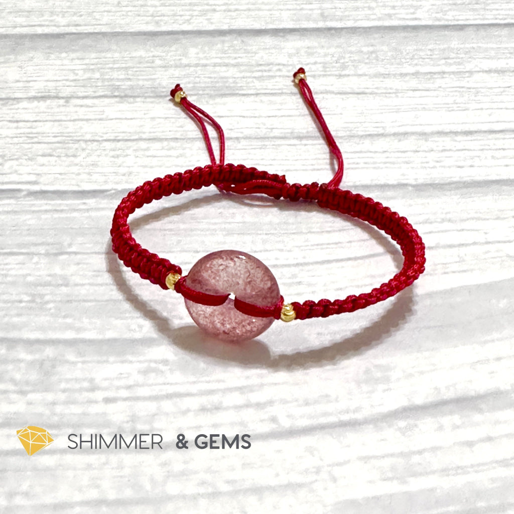 Harmony Buckle Strawberry Quartz Donut Red Woven Bracelet