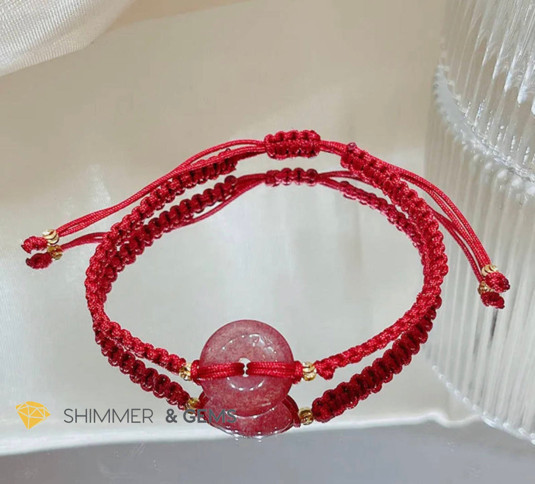 Harmony Buckle Strawberry Quartz Donut Red Woven Bracelet
