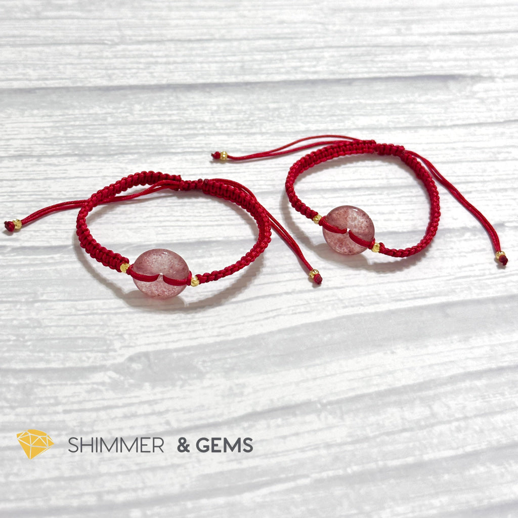 Harmony Buckle Strawberry Quartz Donut Red Woven Bracelet