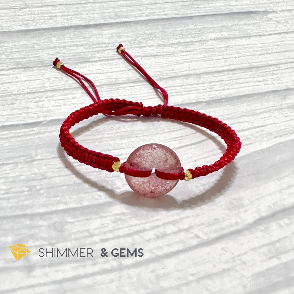 Harmony Buckle Strawberry Quartz Donut Red Woven Bracelet