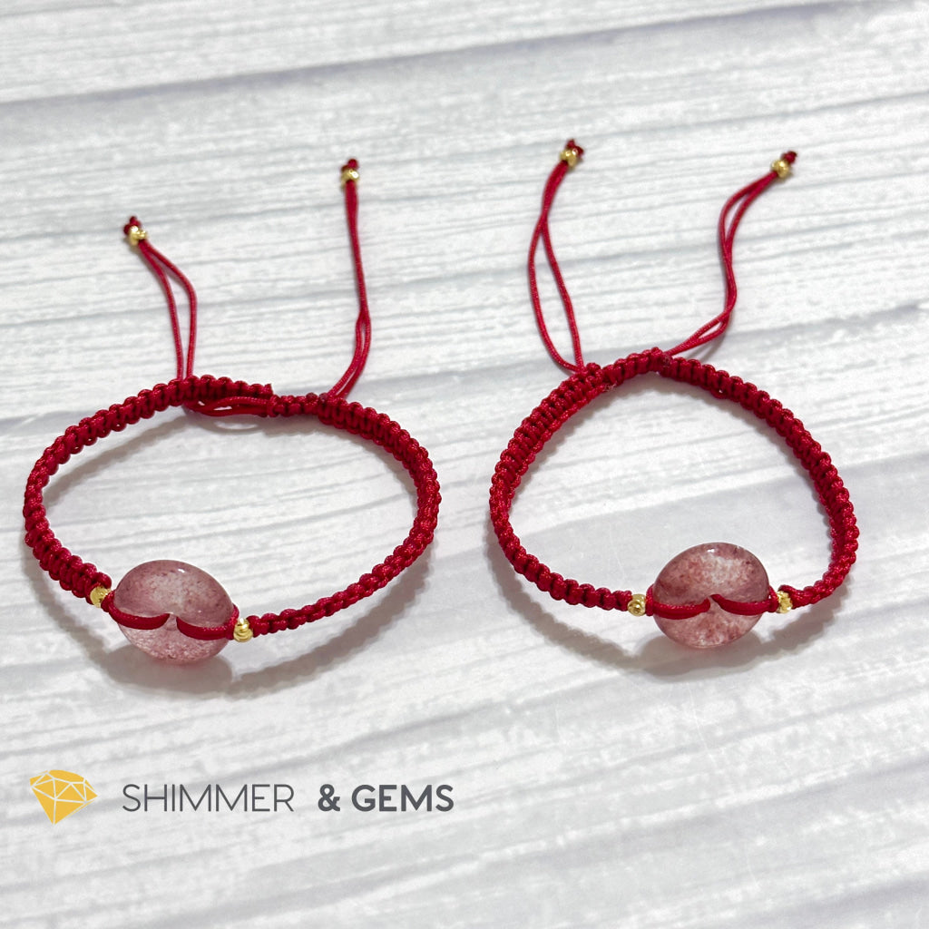Harmony Buckle Strawberry Quartz Donut Red Woven Bracelet