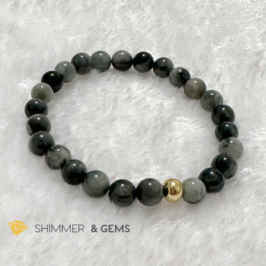 Hawk’s Eye (Blue Tiger’s Eye) 6mm Bracelet with 14k gold filled bead