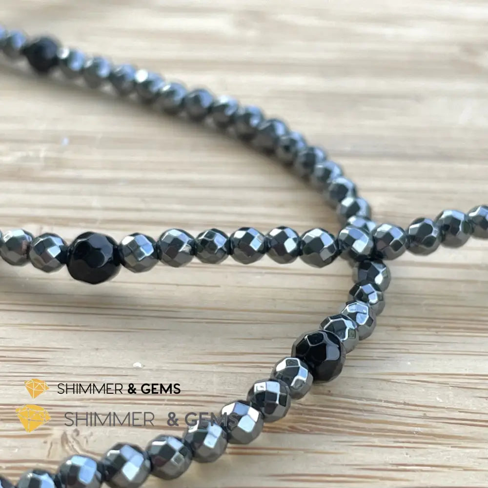 Hematite Anklet with Black Onyx