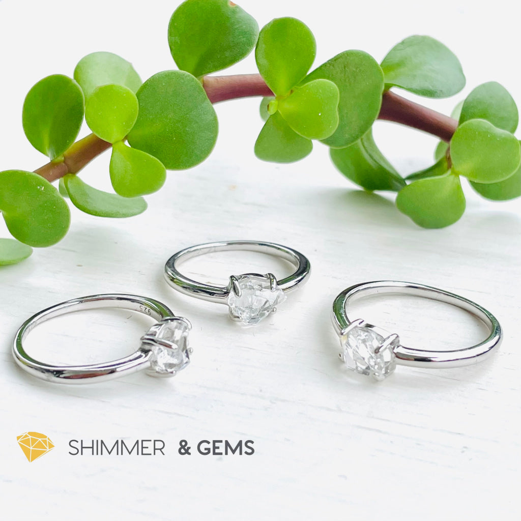 Herkimer Diamond 925 Silver Ring Aa Grade (High Vibrational) Rings