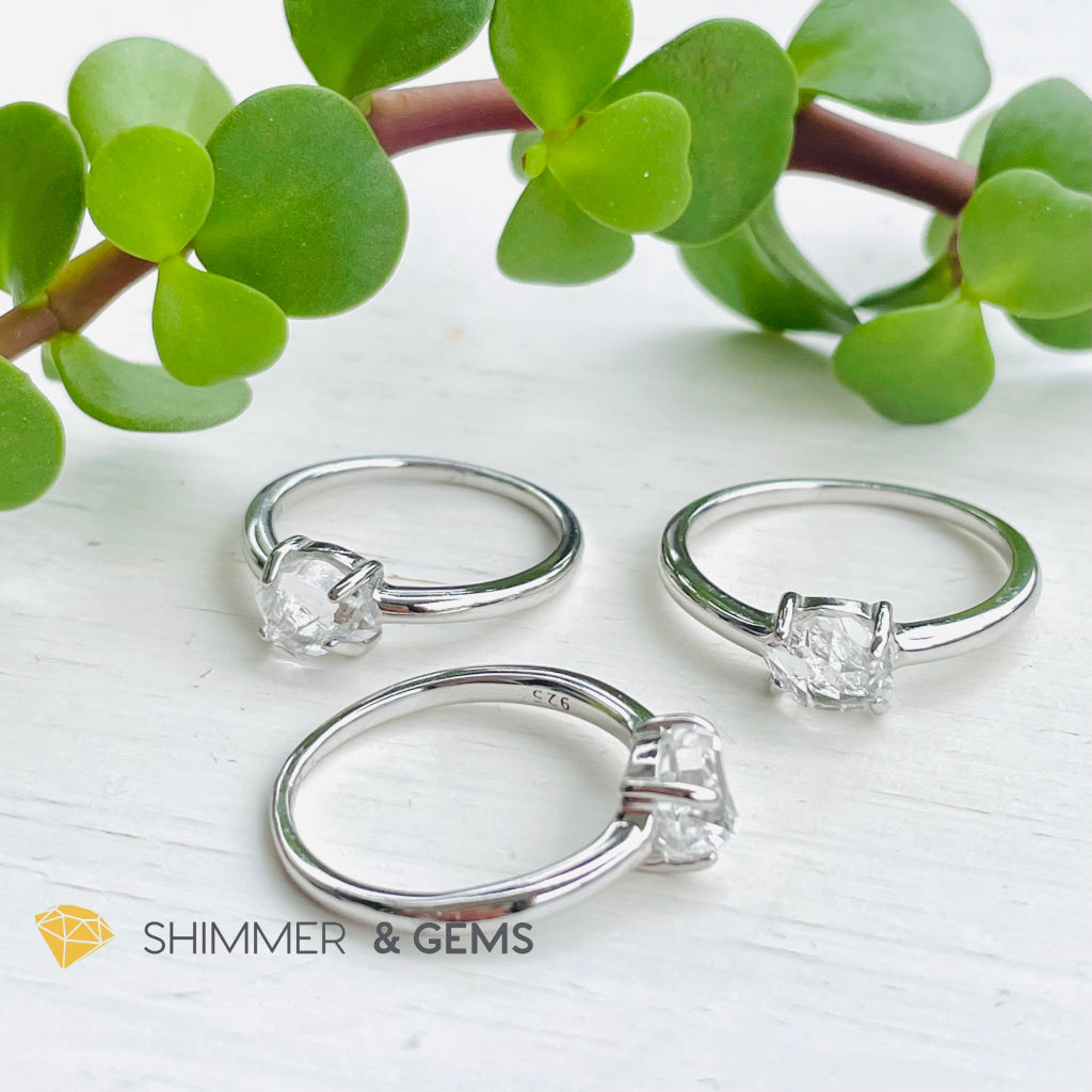 Herkimer Diamond 925 Silver Ring Aa Grade (High Vibrational) Rings