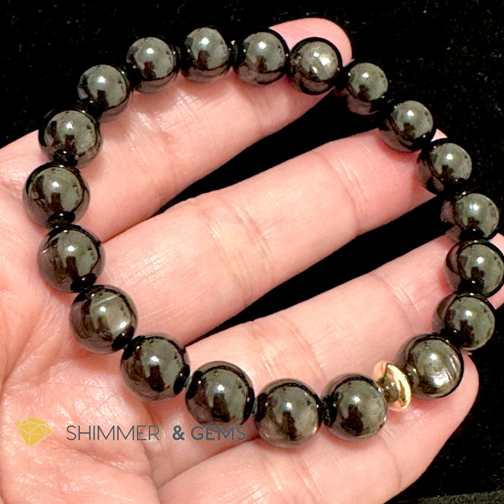 Hypersthene 8mm Bracelet AA Grade (with 14k Gold Filled) Egypt