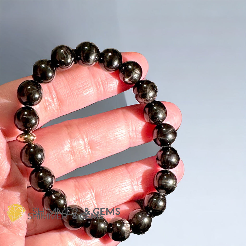 Hypersthene 8mm Bracelet AA Grade (with 14k Gold Filled) Egypt