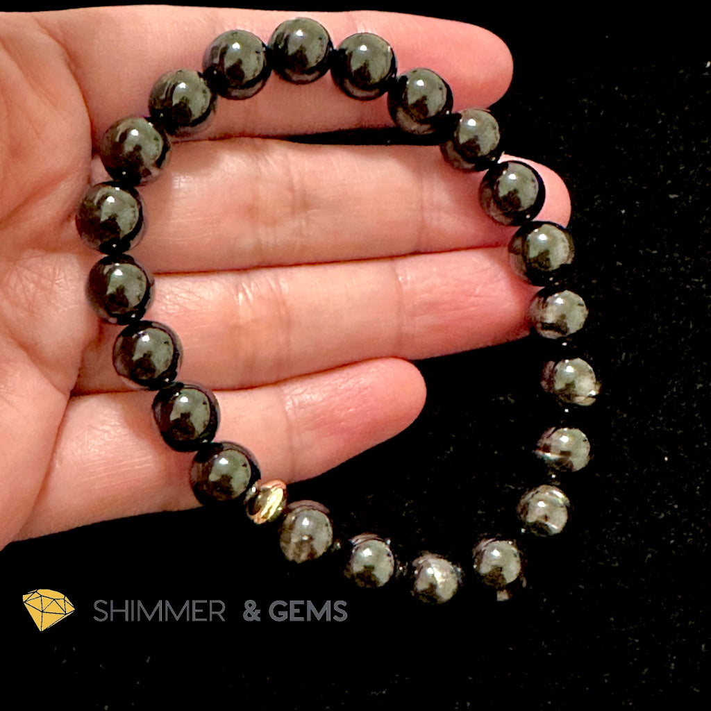Hypersthene 8mm Bracelet AA Grade (with 14k Gold Filled) Egypt