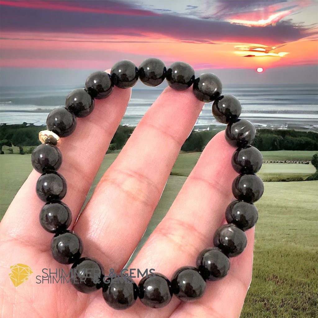 Hypersthene 8mm Bracelet AA Grade (with 14k Gold Filled) Egypt