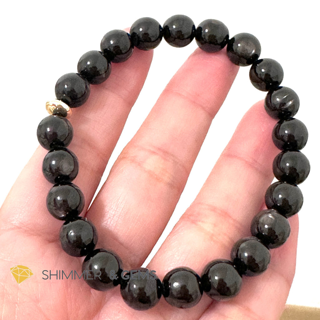 Hypersthene 8mm Bracelet AA Grade (with 14k Gold Filled) Egypt
