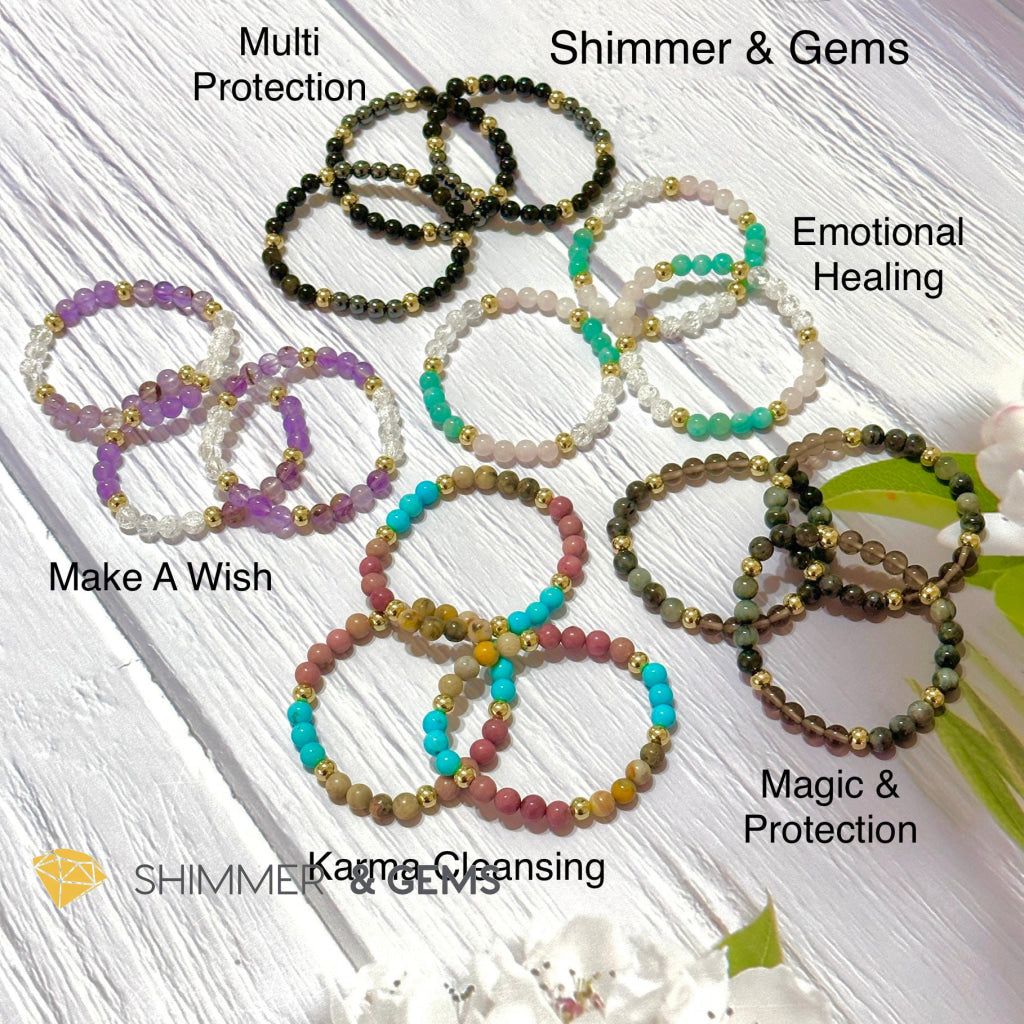 Karma Cleansing Remedy Bracelet (Crazy Lace Agate, Turquoise, Rhodonite 6mm +14k gold filled)
