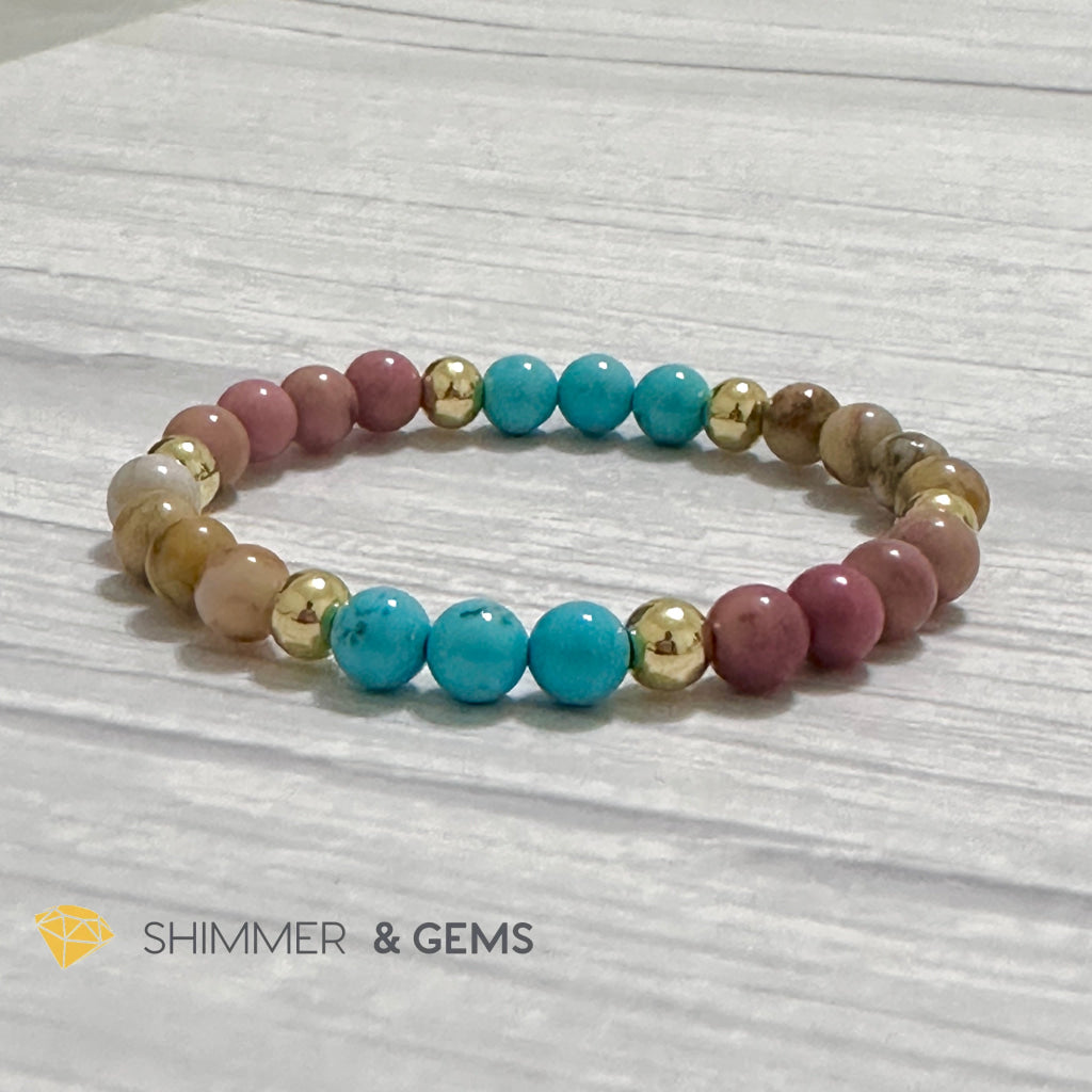 Karma Cleansing Remedy Bracelet (Crazy Lace Agate, Turquoise, Rhodonite 6mm +14k gold filled)