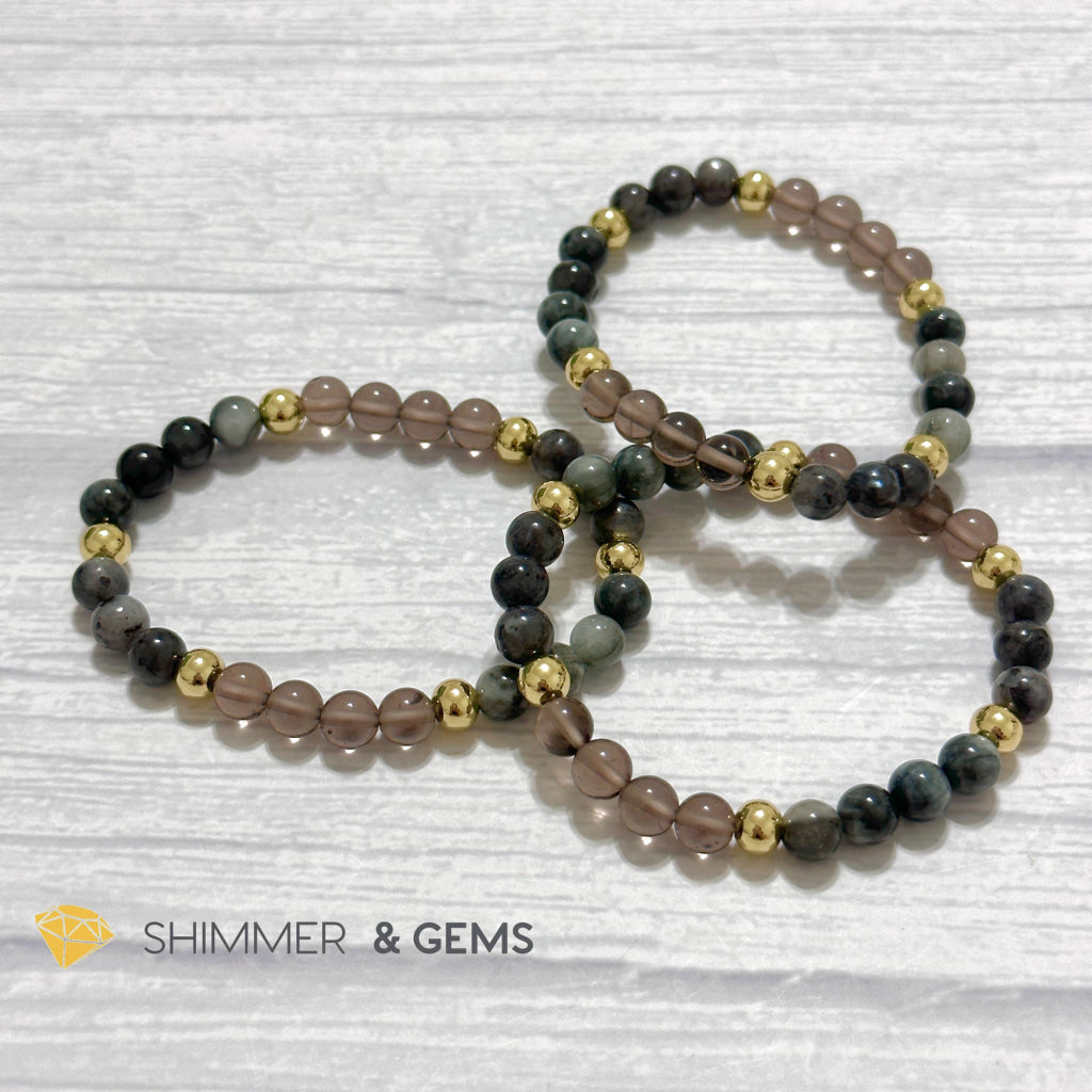 Magic and Protection Remedy Bracelet (Hawk’s Eye, Smoky Quartz & Black Moonstone 6mm +14k gold filled)