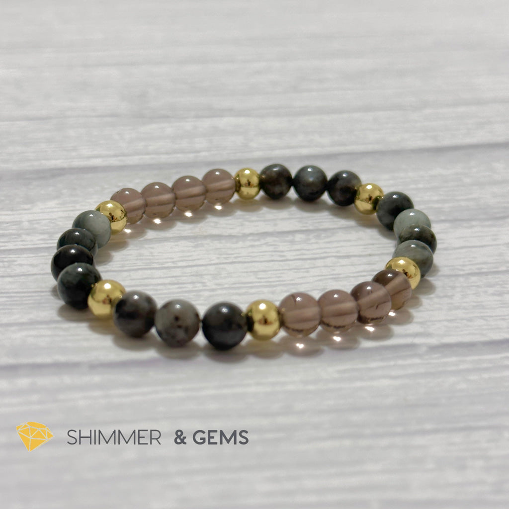 Magic and Protection Remedy Bracelet (Hawk’s Eye, Smoky Quartz & Black Moonstone 6mm +14k gold filled)